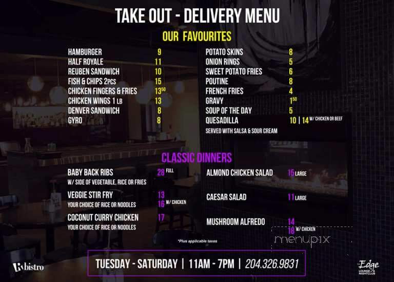 R Bistro - Steinbach, MB menu_pic