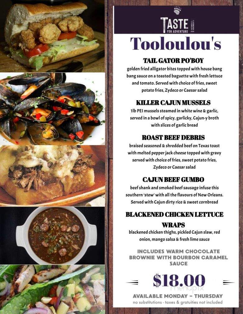 Tooloulou's - Banff, AB menu_pic
