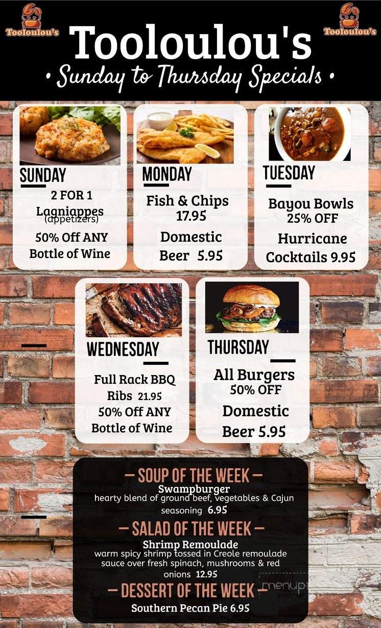 Tooloulou's - Banff, AB menu_pic