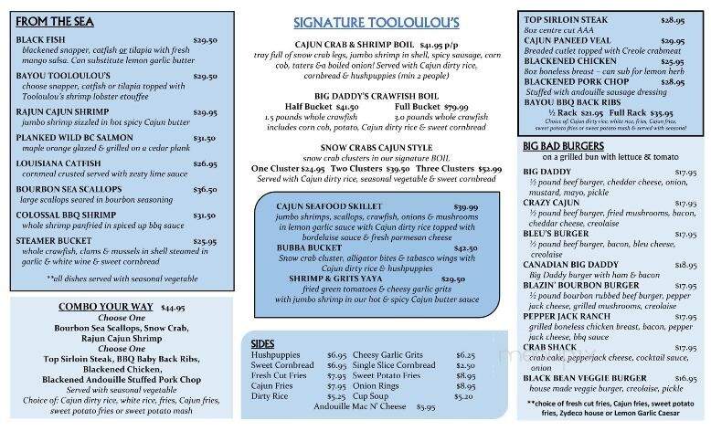 Tooloulou's - Banff, AB menu_pic