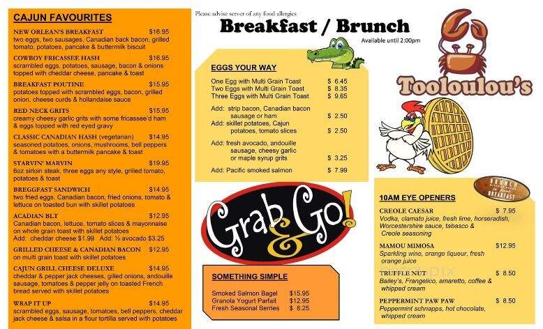 Tooloulou's - Banff, AB menu_pic