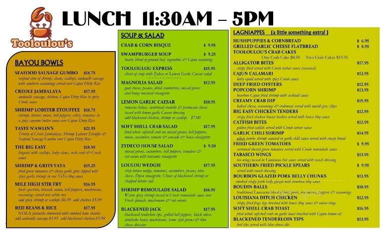 Tooloulou's - Banff, AB menu_pic