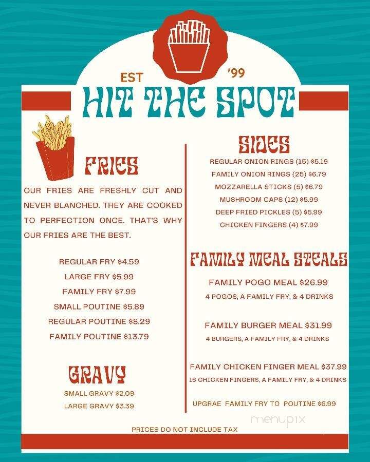 Hit The Spot - North Bay, ON menu_pic