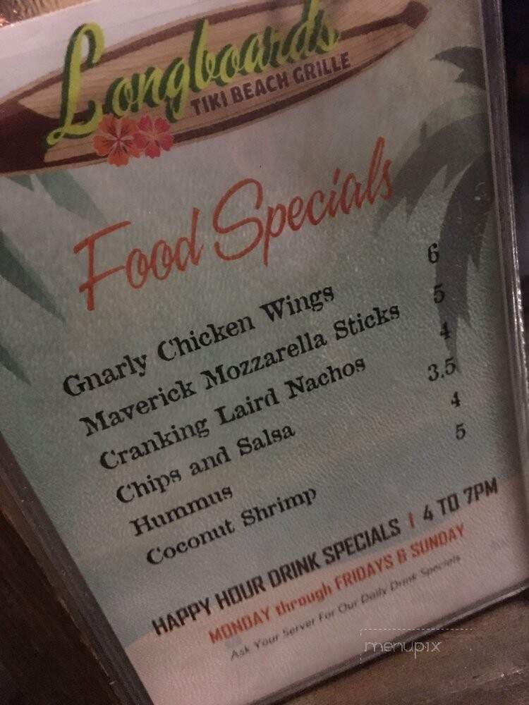Longboards Tiki Beach Grille - Cocoa Beach, FL menu_pic