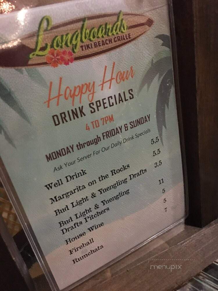 Longboards Tiki Beach Grille - Cocoa Beach, FL menu_pic