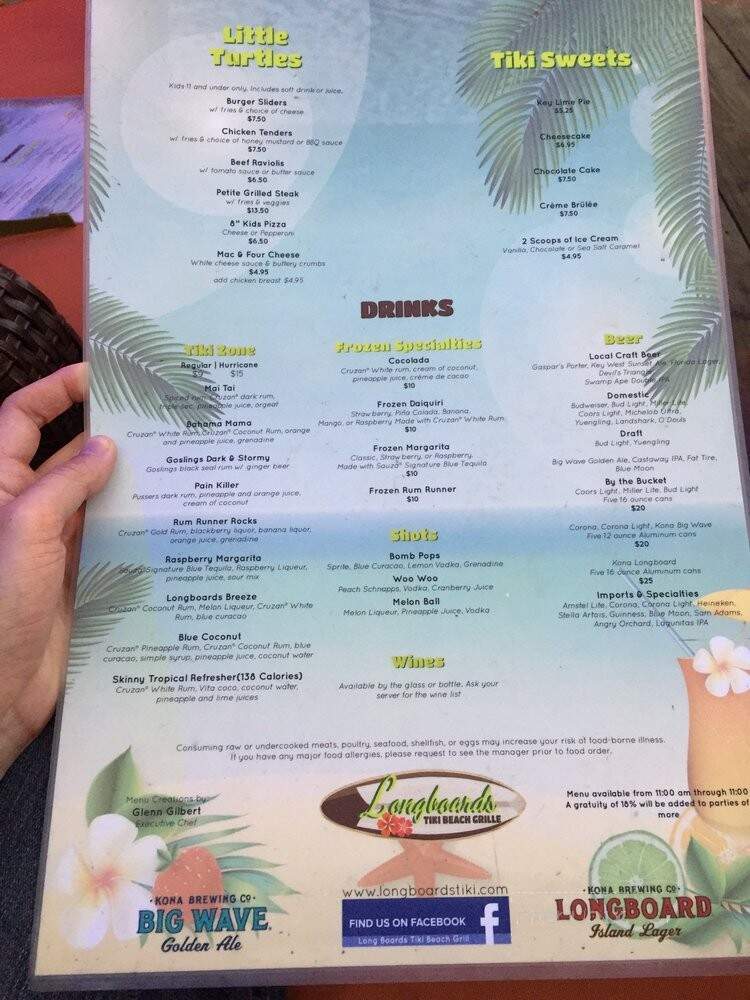 Longboards Tiki Beach Grille - Cocoa Beach, FL menu_pic
