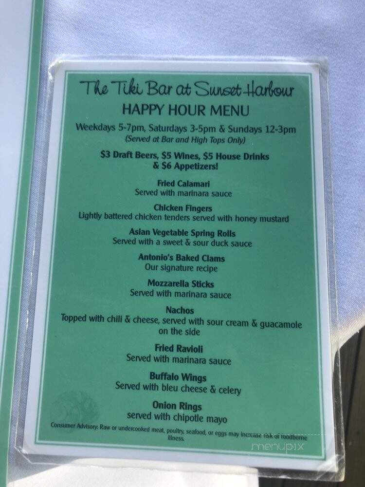 Tiki Bar At Sunset Harbour - East Patchogue, NY menu_pic