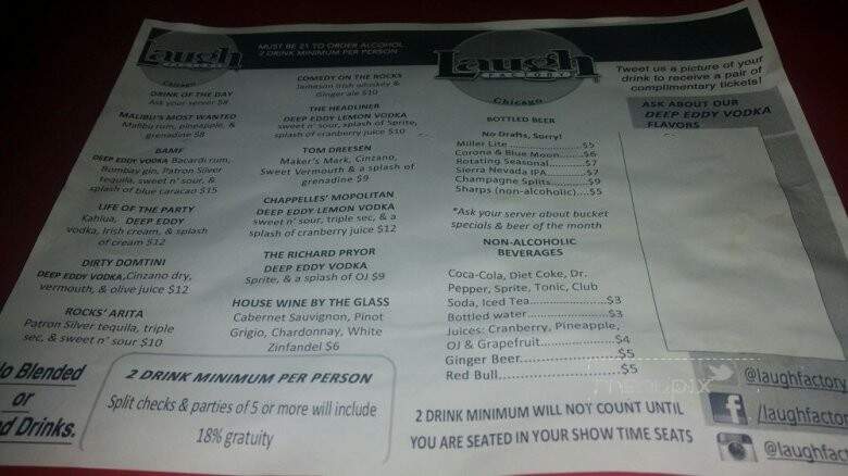 Laugh Factory Chicago - Chicago, IL menu_pic
