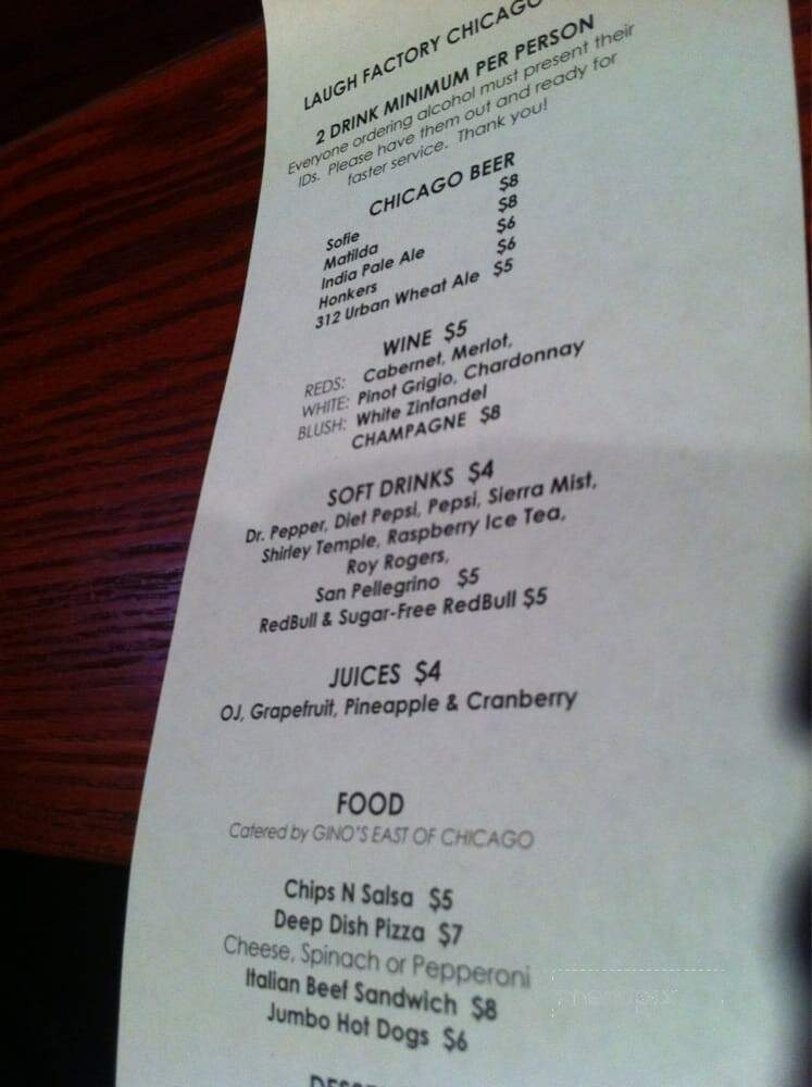 Laugh Factory Chicago - Chicago, IL menu_pic