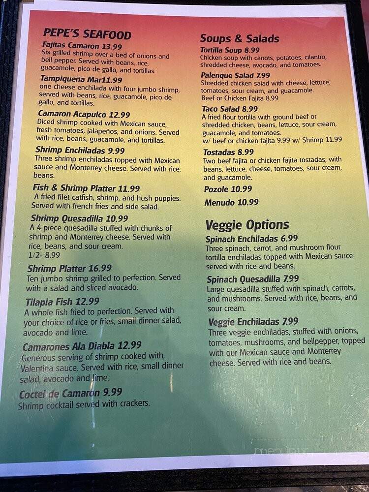 Pepe's Bar & Grill - Many, LA menu_pic