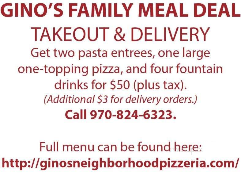 Gino's Neighborhood Pizzeria & Grill - Craig, CO