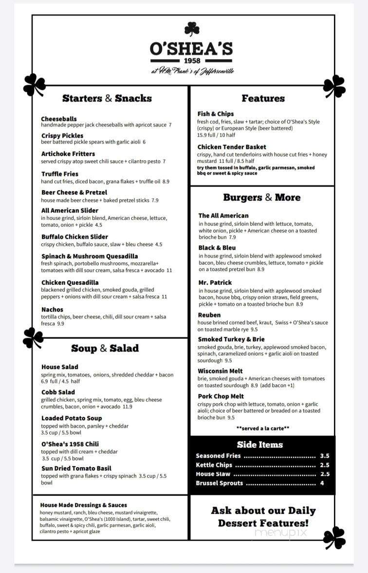 H.M. Franks, an O'Shea's Pub - Jeffersonville, IN menu_pic