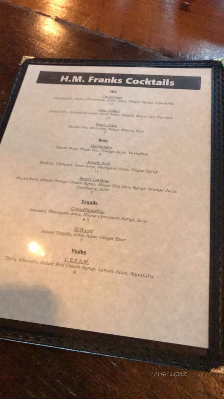 H.M. Franks, an O'Shea's Pub - Jeffersonville, IN menu_pic
