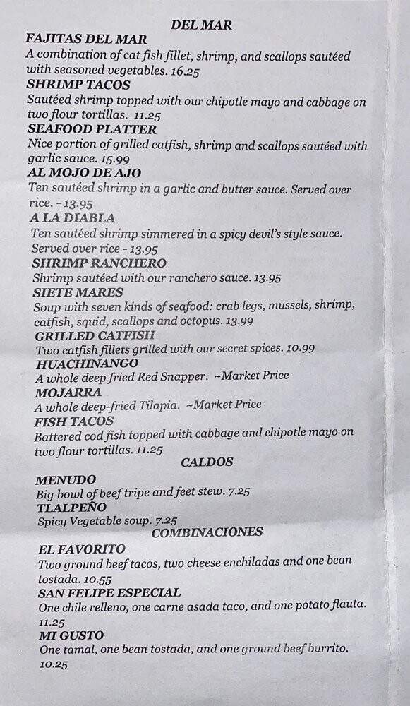 El Mariachi - Westland, MI menu_pic