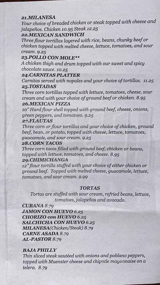 El Mariachi - Westland, MI menu_pic