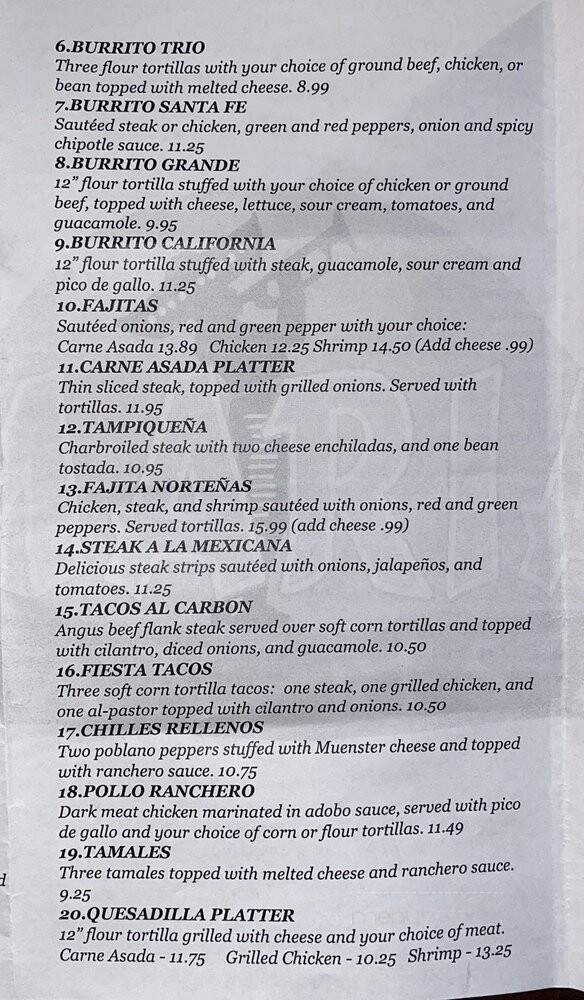 El Mariachi - Westland, MI menu_pic