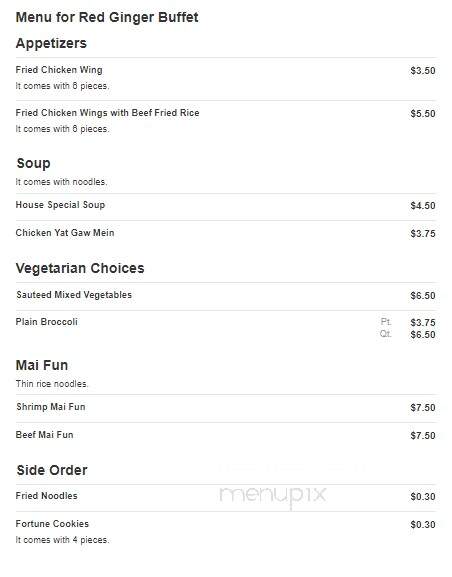 Red Ginger Buffet - Elizabethton, TN menu_pic
