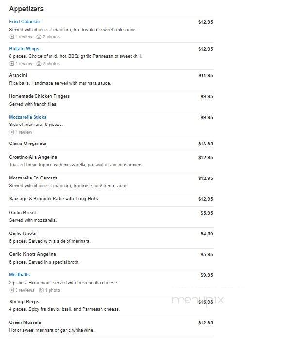 Angelina's Trattoria - Florham Park, NJ menu_pic