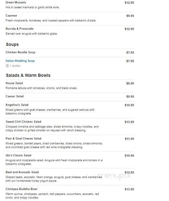 Angelina's Trattoria - Florham Park, NJ menu_pic