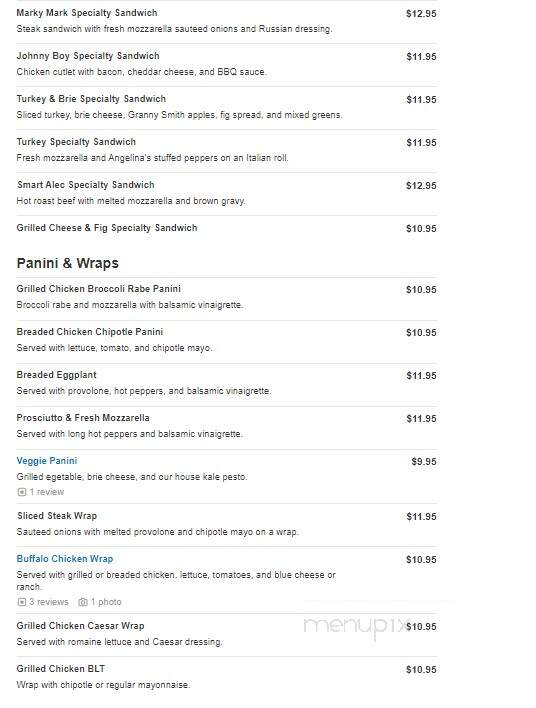 Angelina's Trattoria - Florham Park, NJ menu_pic