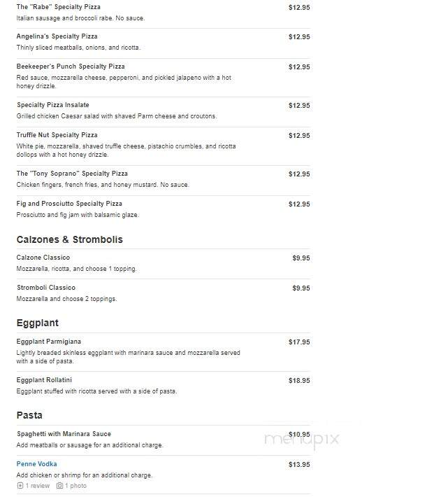 Angelina's Trattoria - Florham Park, NJ menu_pic