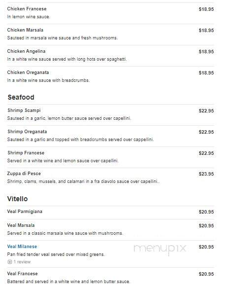 Angelina's Trattoria - Florham Park, NJ menu_pic