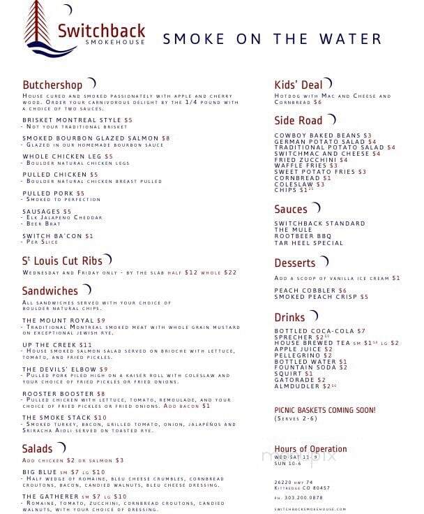 Switchback Smokehouse - Kittredge, CO menu_pic