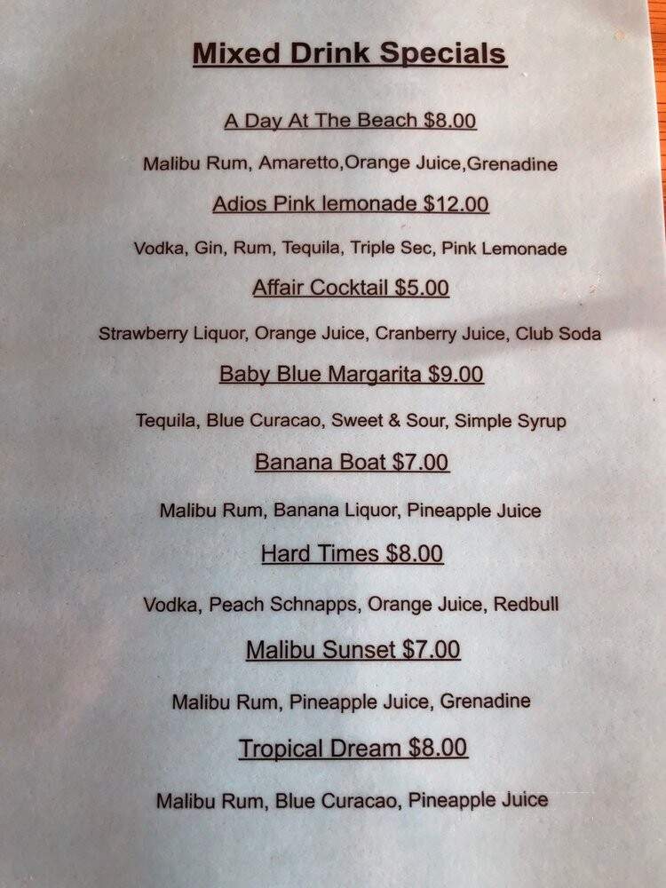 Seaside Restaurant & Bar - Crescent City, CA menu_pic
