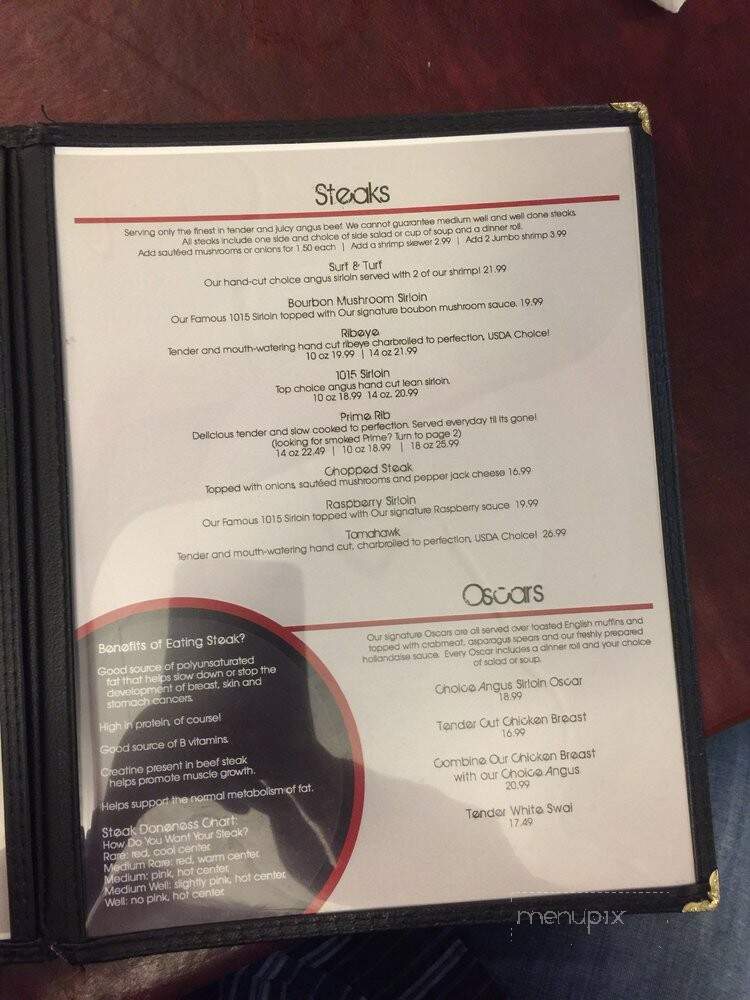 1015 Steak Company - Sibley, IA menu_pic