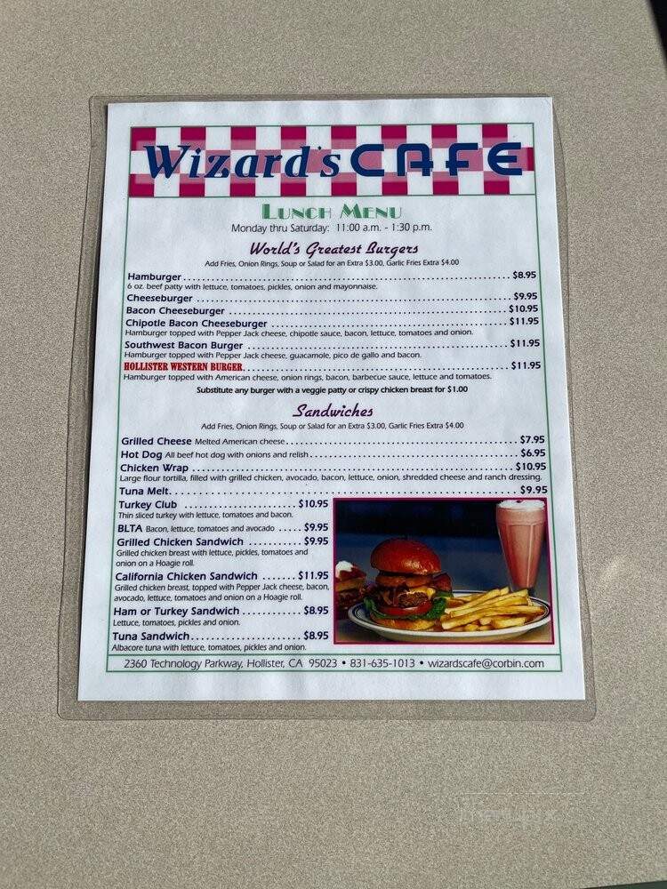 Wizard's Cafe at Corbin - Hollister, CA menu_pic