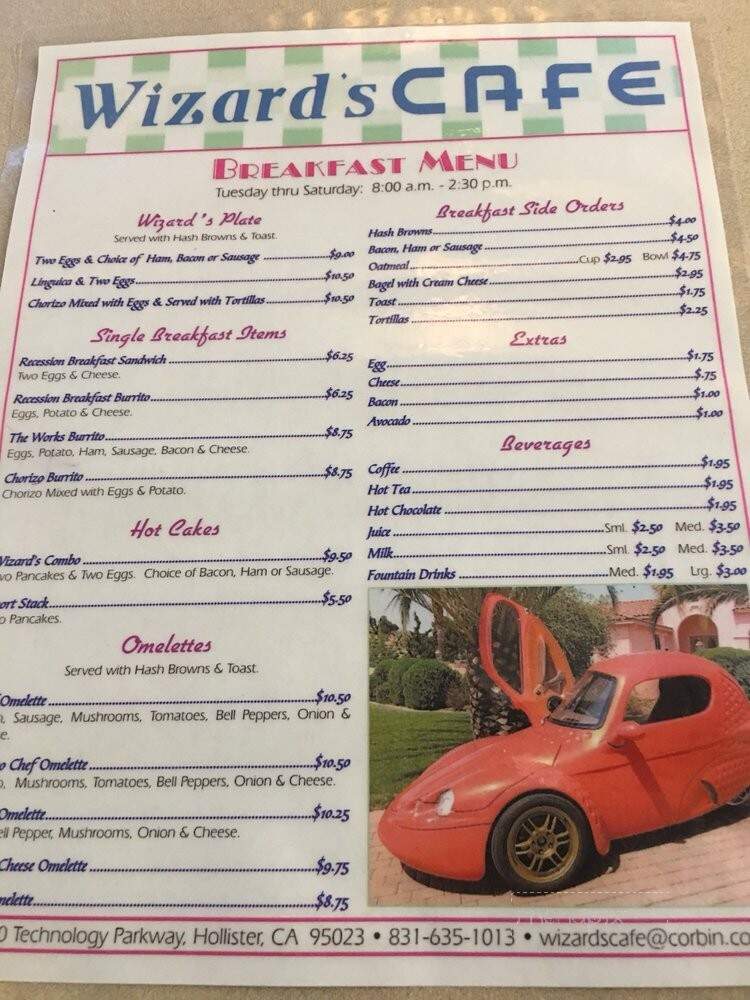Wizard's Cafe at Corbin - Hollister, CA menu_pic