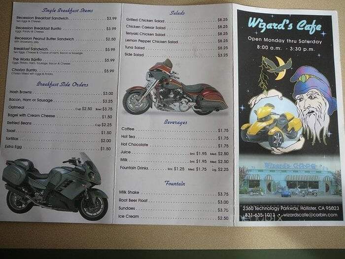 Wizard's Cafe at Corbin - Hollister, CA menu_pic