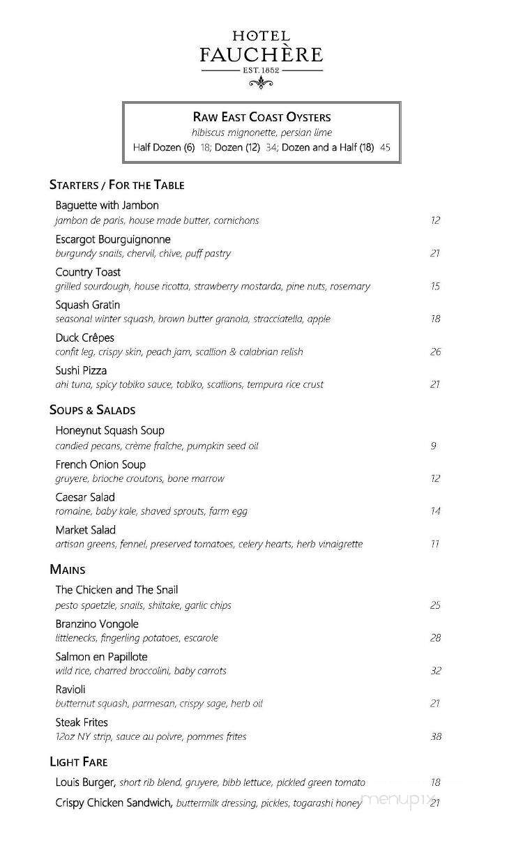 Bar Louis - Milford, PA menu_pic