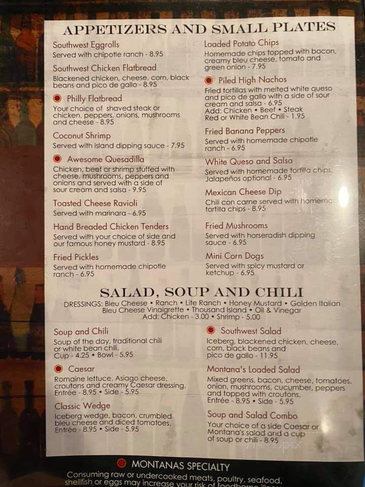 Montana's Bar and Grill - Marietta, GA menu_pic