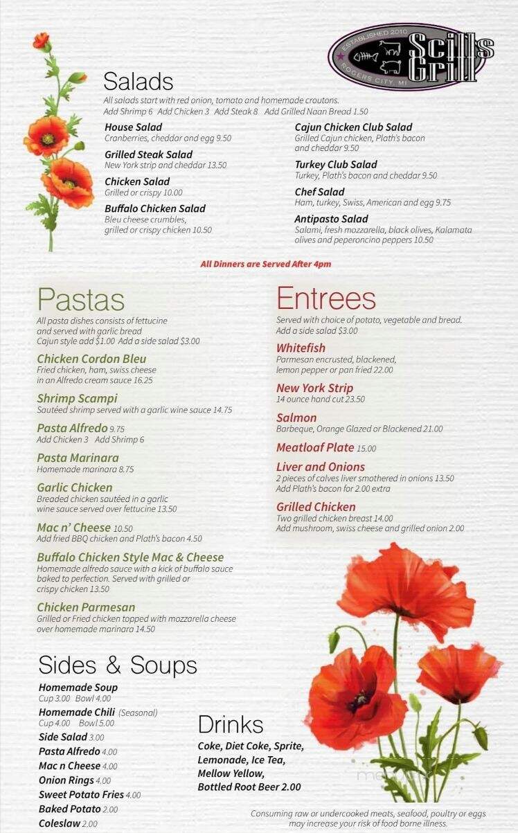 Scill's Grill - Rogers City, MI menu_pic