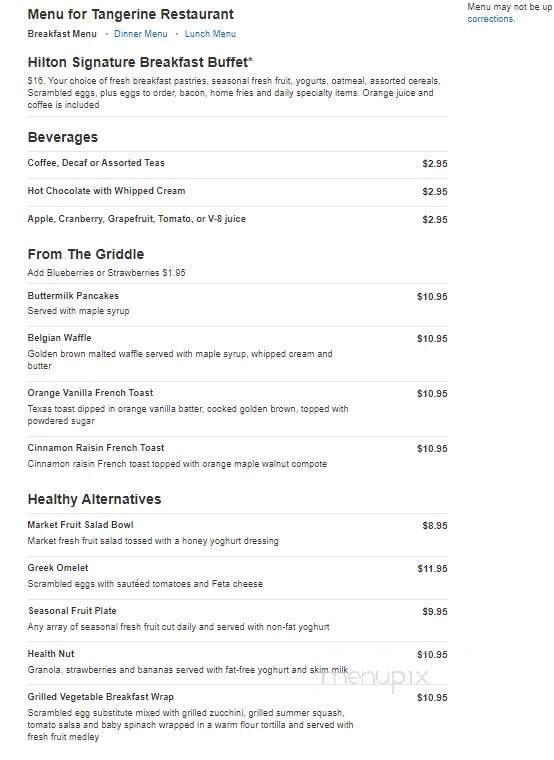 Tangerine at the Hilton St. Petersburg Bayfront - St Petersburg, FL menu_pic