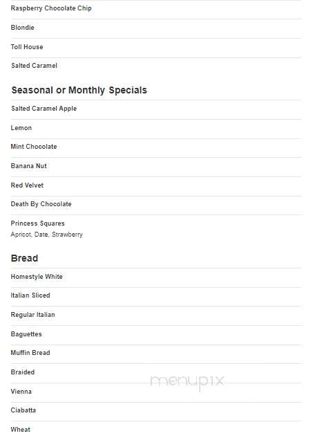 Betty Kaye Bakery - Carrollton, OH menu_pic