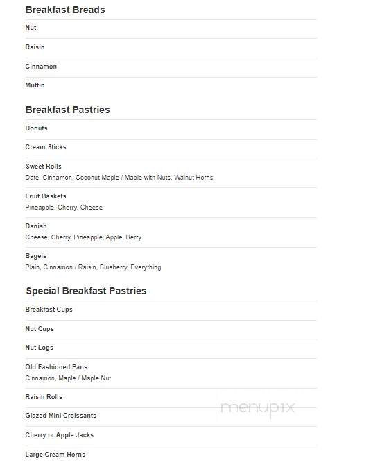 Betty Kaye Bakery - Carrollton, OH menu_pic