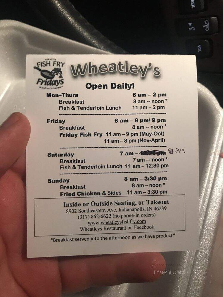 Wheatley's - Wanamaker, IN menu_pic