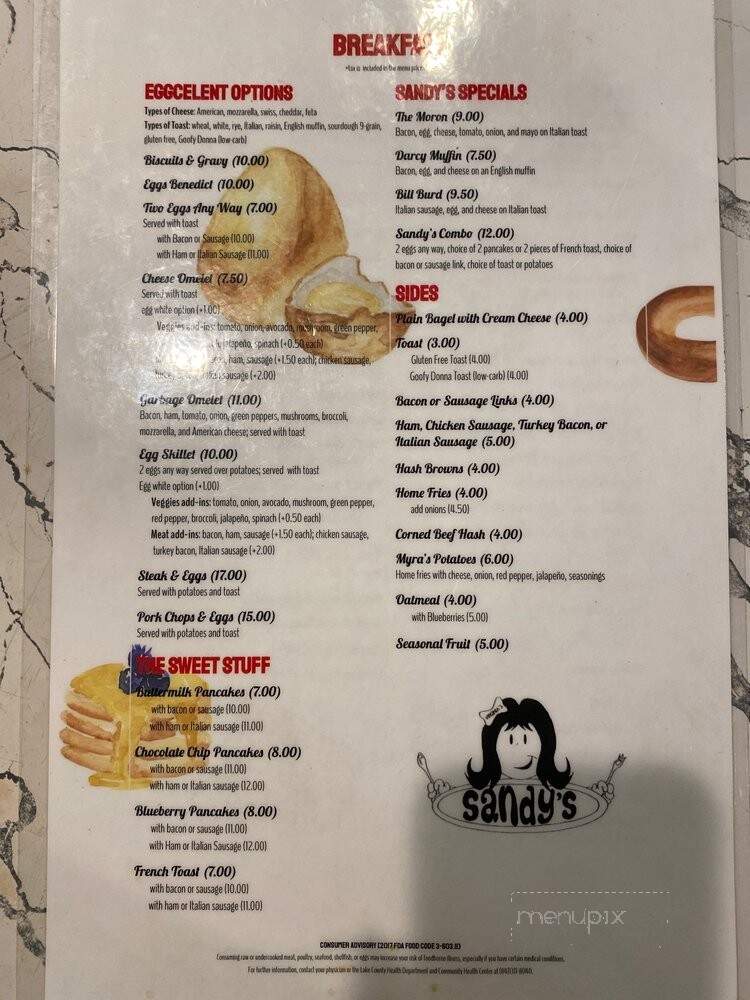Sandy's Restaurant Inc - Highwood, IL menu_pic