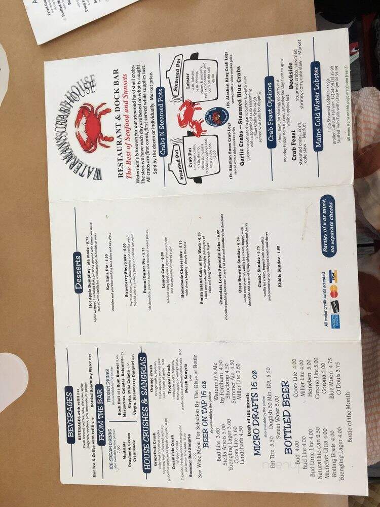Waterman's Crab House - Rock Hall, MD menu_pic