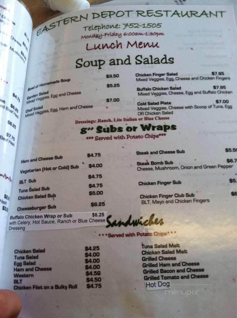 Eastern Depot Restaurant - Berlin, NH menu_pic