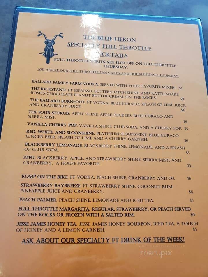 Blue Heron - Chaumont, NY menu_pic