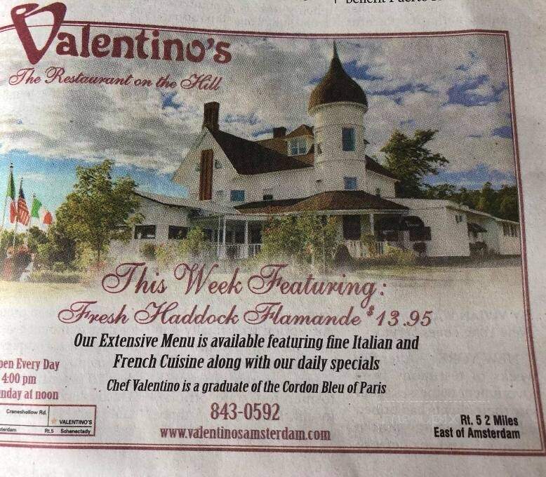 Valentino's Restaurant - Amsterdam, NY menu_pic