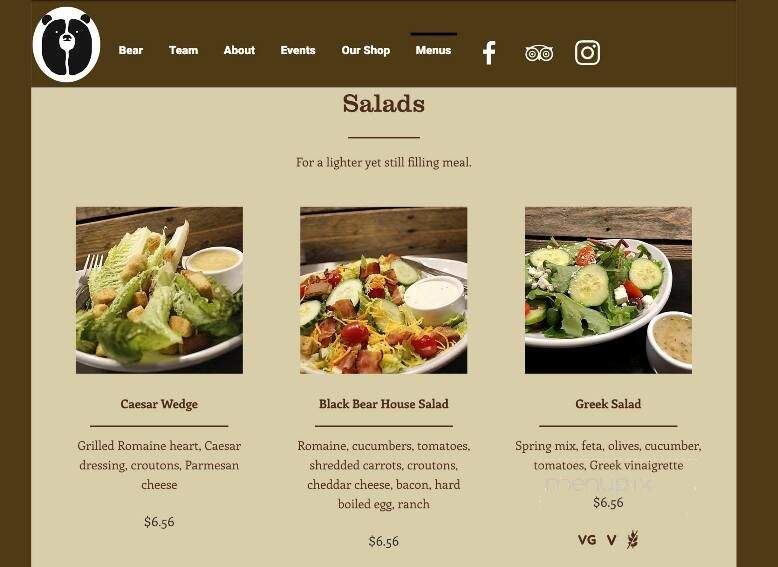 Black Bear Coffee Co - Hendersonville, NC menu_pic