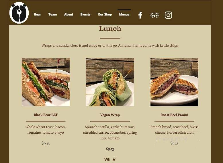 Black Bear Coffee Co - Hendersonville, NC menu_pic