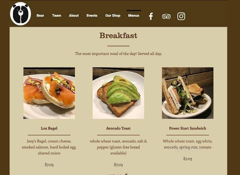 Black Bear Coffee Co - Hendersonville, NC menu_pic