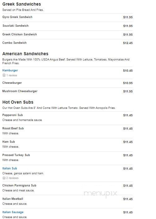 Acropolis Restaurant - Greenville, SC menu_pic