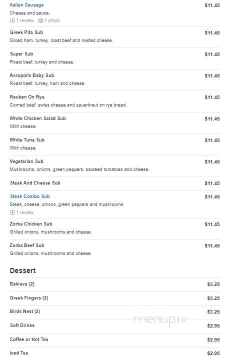 Acropolis Restaurant - Greenville, SC menu_pic