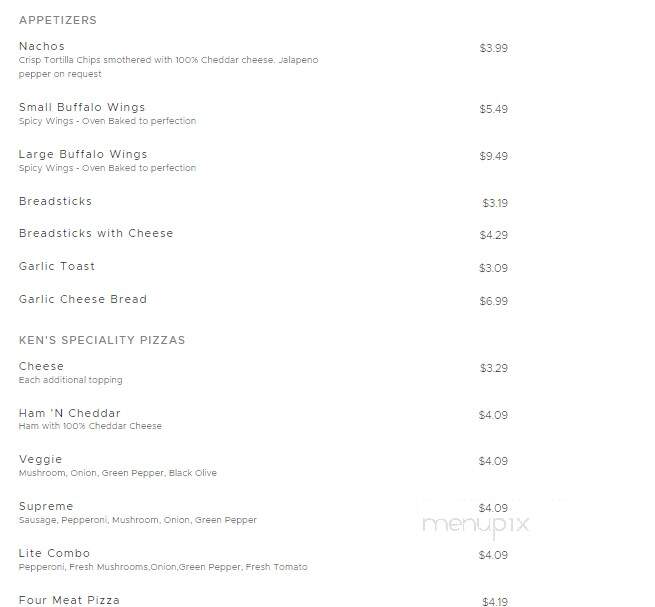 Ken's Pizza - Iowa Park, TX menu_pic